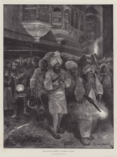The Plague in Bombay, a Funeral at Night by Richard Caton Woodville junior